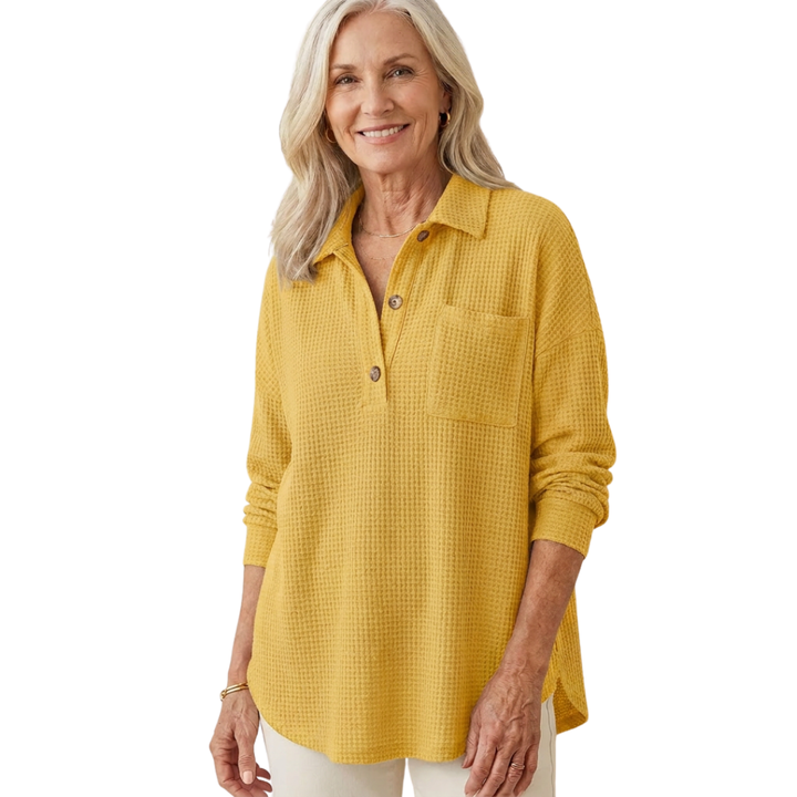 KATHRYN™ – Casual Lightweight Button V Neck Tunic Blouse