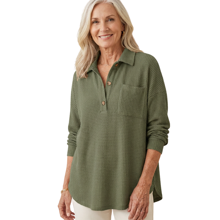 KATHRYN™ – Casual Lightweight Button V Neck Tunic Blouse