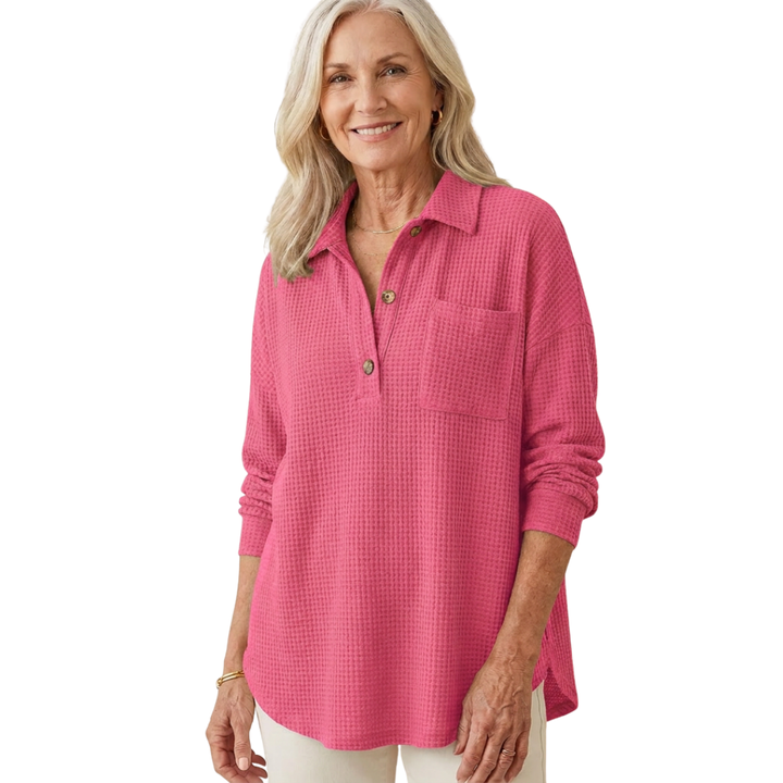 KATHRYN™ – Casual Lightweight Button V Neck Tunic Blouse