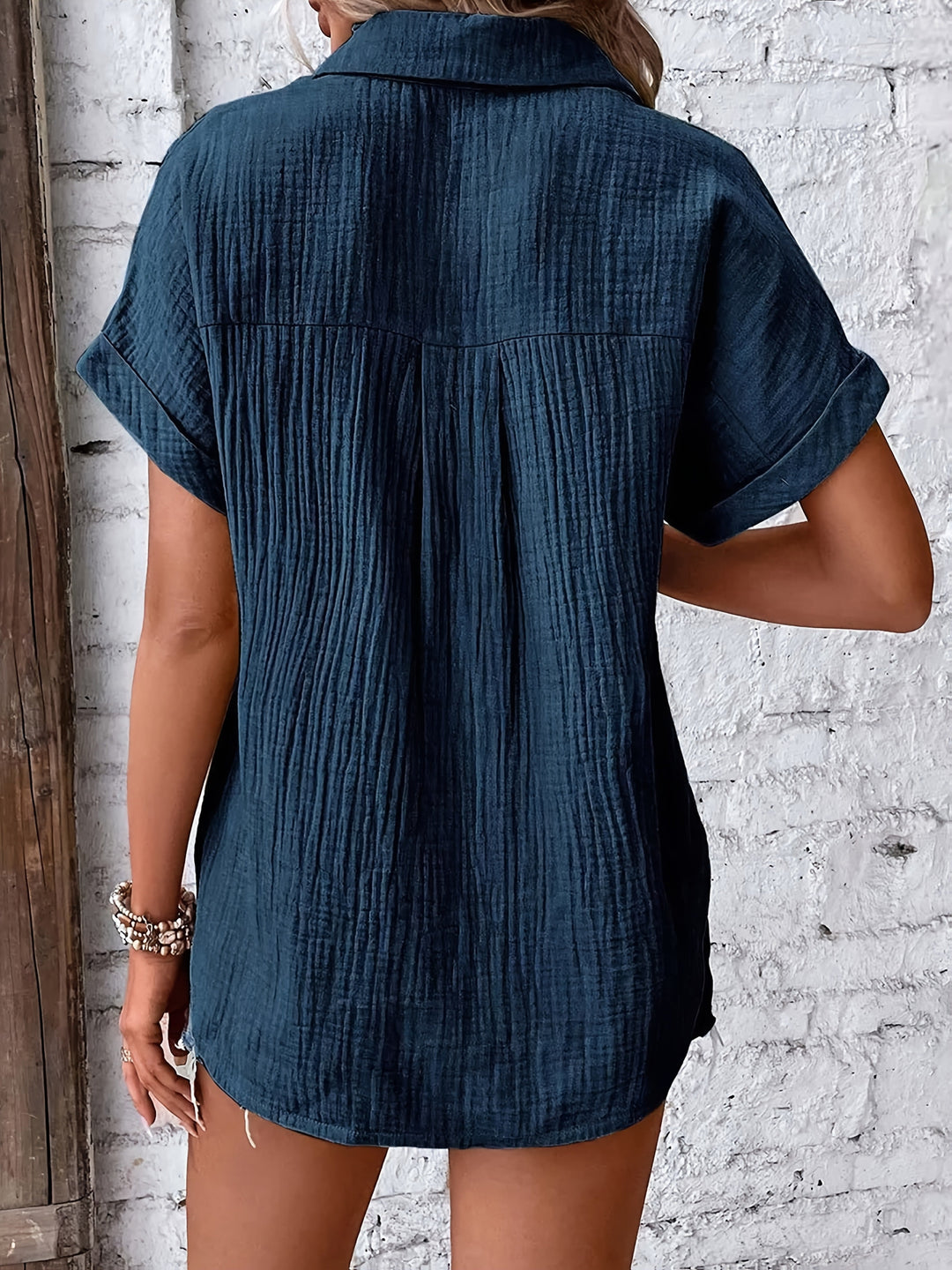 Emery | Textured Button-Up Summer Blouse