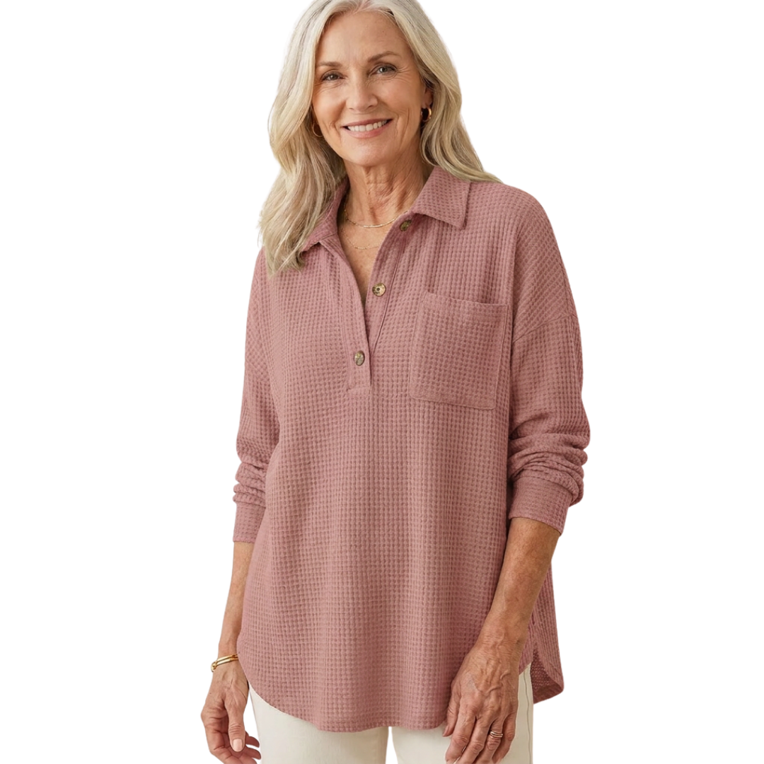 KATHRYN™ – Casual Lightweight Button V Neck Tunic Blouse