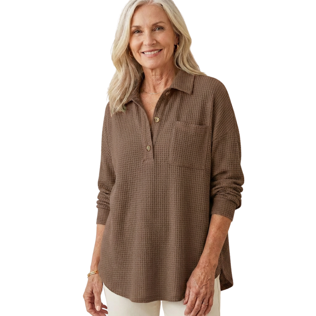 KATHRYN™ – Casual Lightweight Button V Neck Tunic Blouse