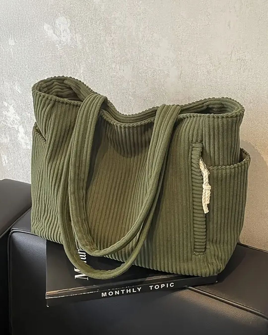 TILDA | RIBBED TOTE BAG WITH DRAWSTRING DETAIL