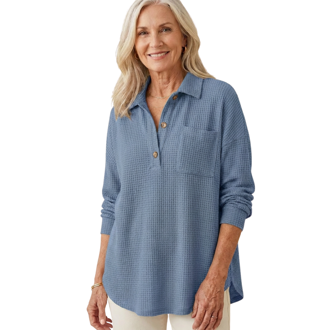 KATHRYN™ – Casual Lightweight Button V Neck Tunic Blouse