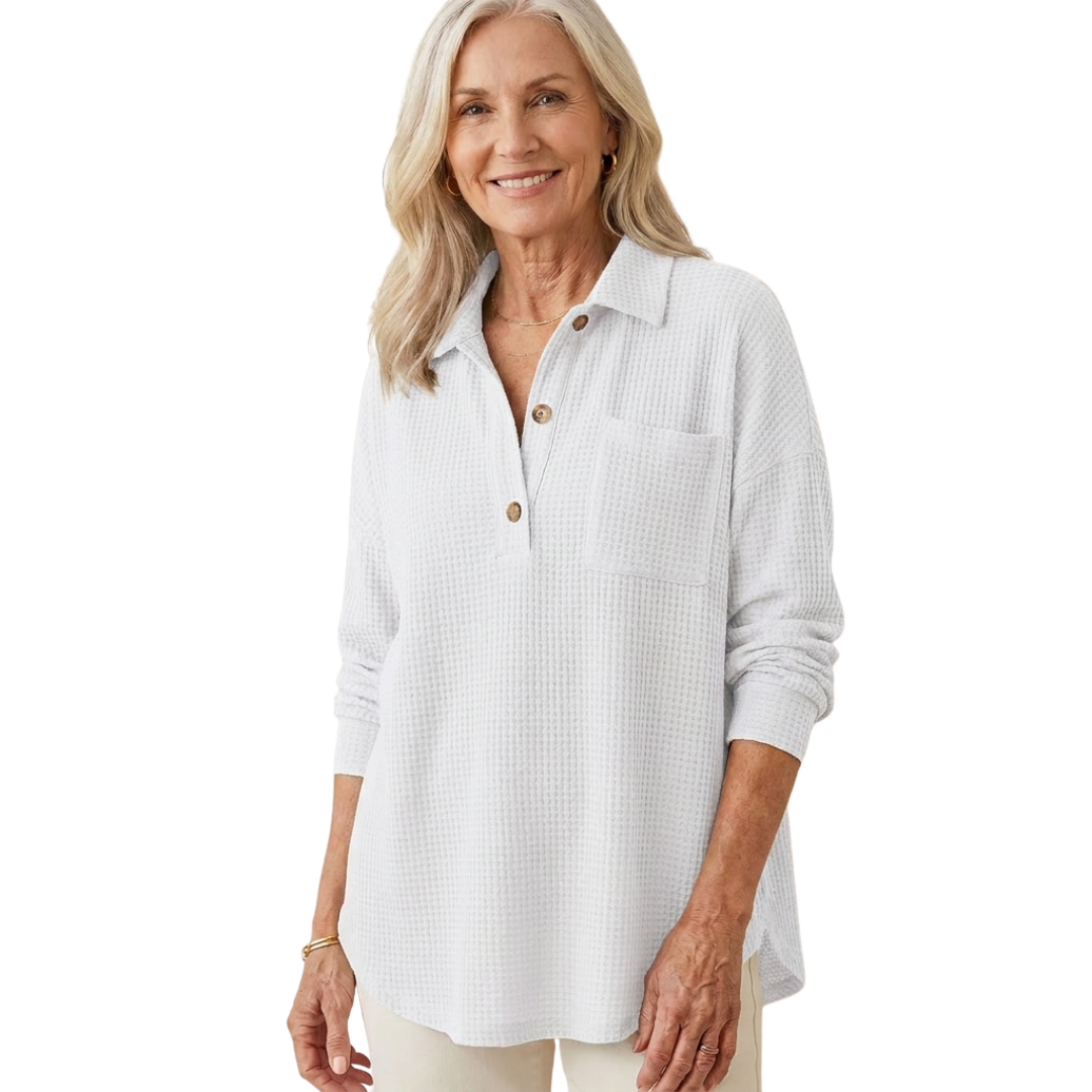 KATHRYN™ – Casual Lightweight Button V Neck Tunic Blouse
