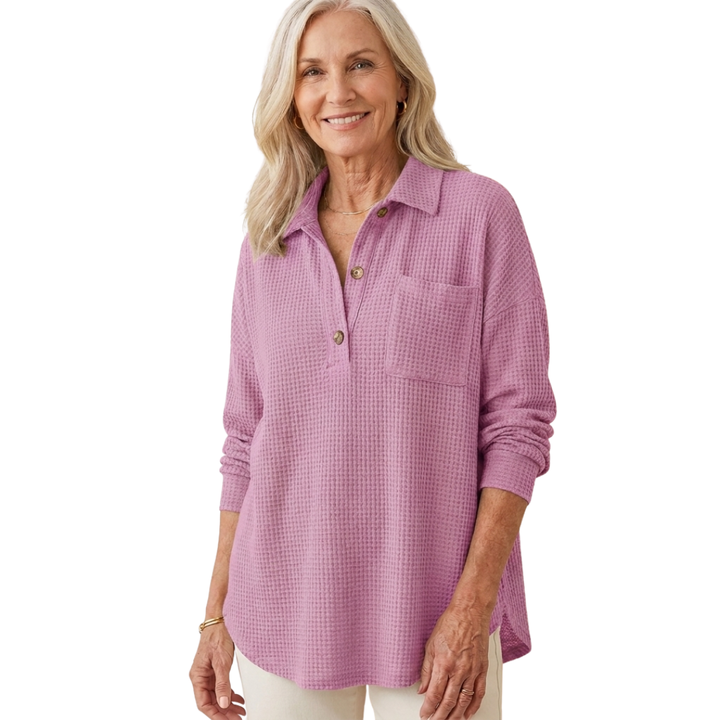 KATHRYN™ – Casual Lightweight Button V Neck Tunic Blouse