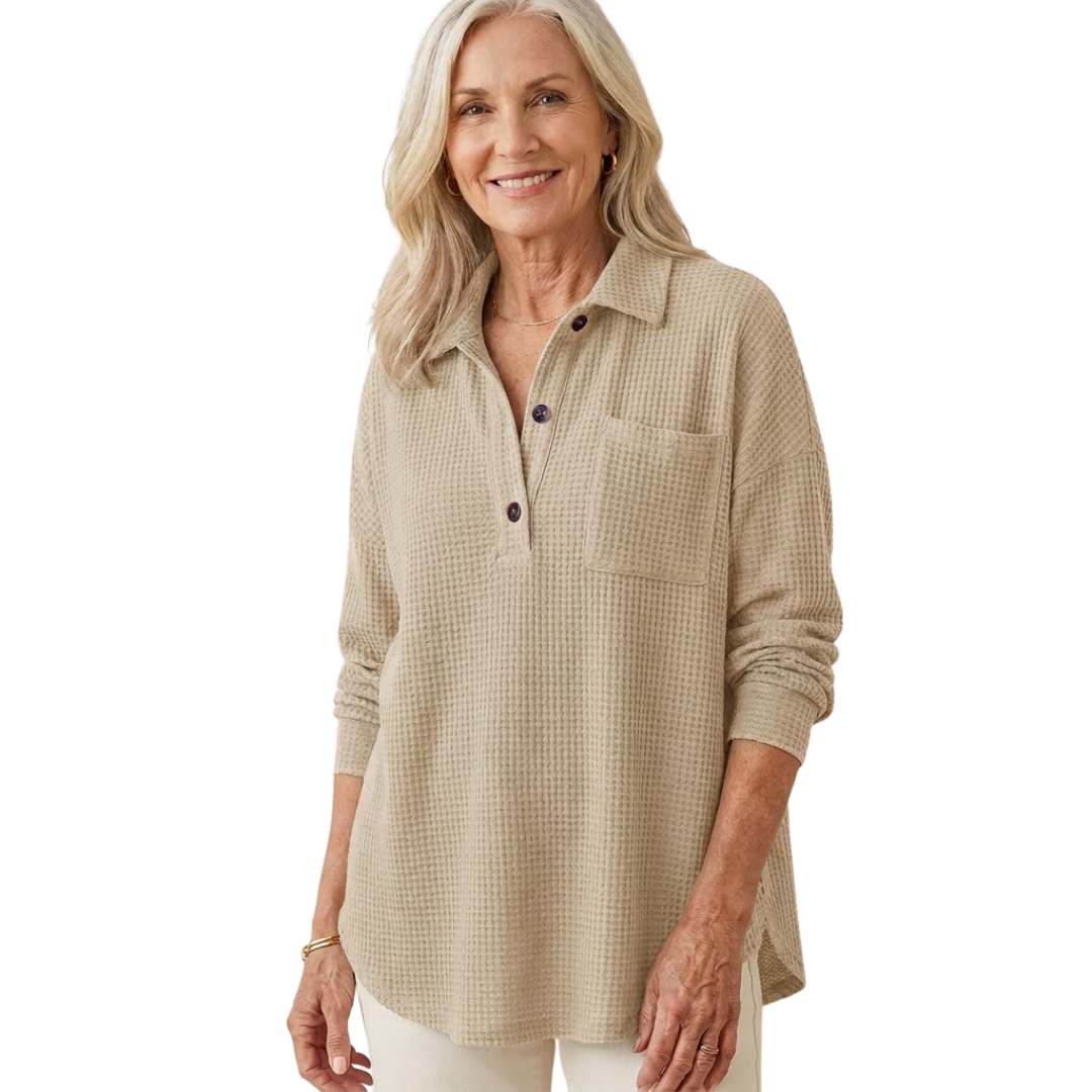 KATHRYN™ – Casual Lightweight Button V Neck Tunic Blouse