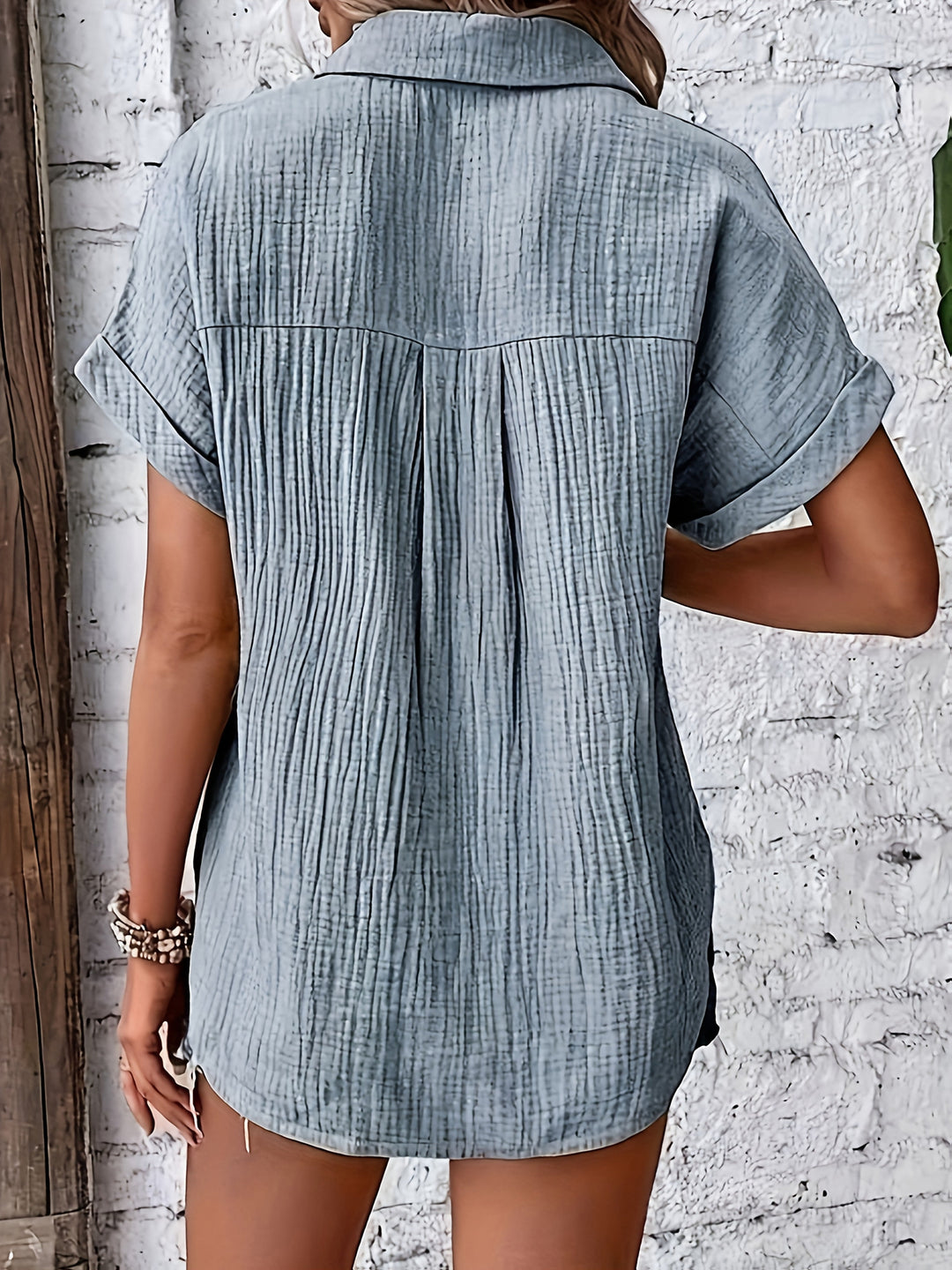 Emery | Textured Button-Up Summer Blouse