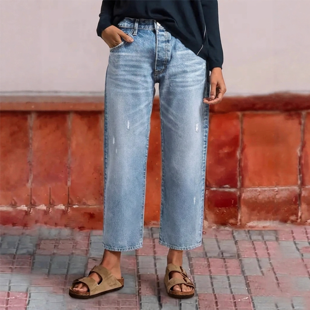 Aberjean™ | Retro Cropped Straight Jeans