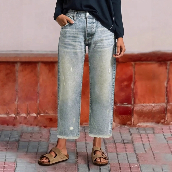 Aberjean™ | Retro Cropped Straight Jeans