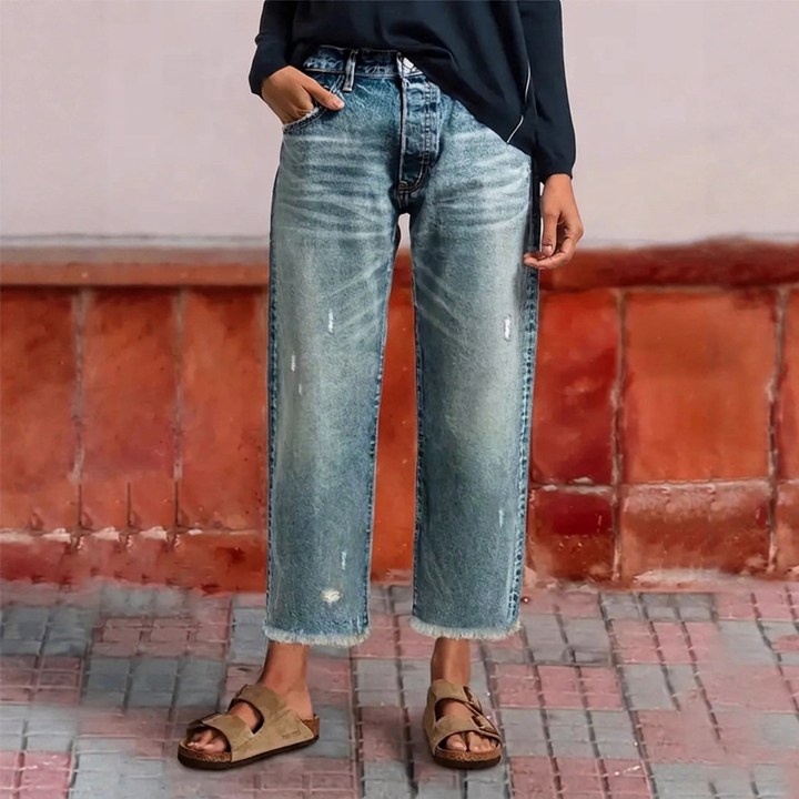 Aberjean™ | Retro Cropped Straight Jeans
